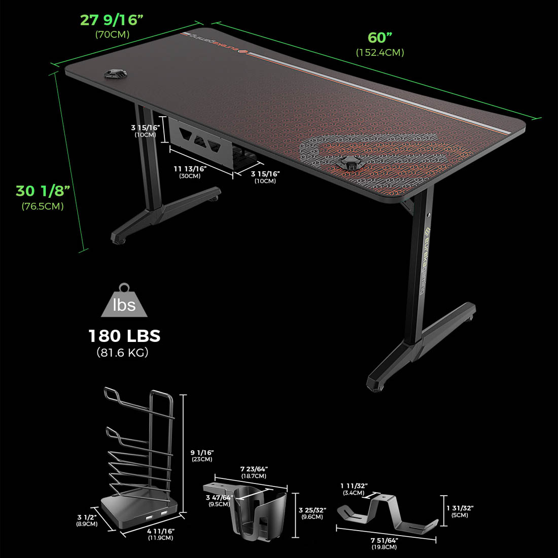 میزگیمینگ یوریکا سایز 70 * 152 مدل ERK-GIP-P60B