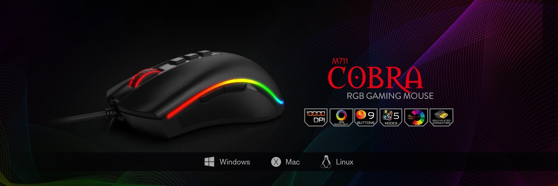موس گیمینگ ردراگون Redragon COBRA M711