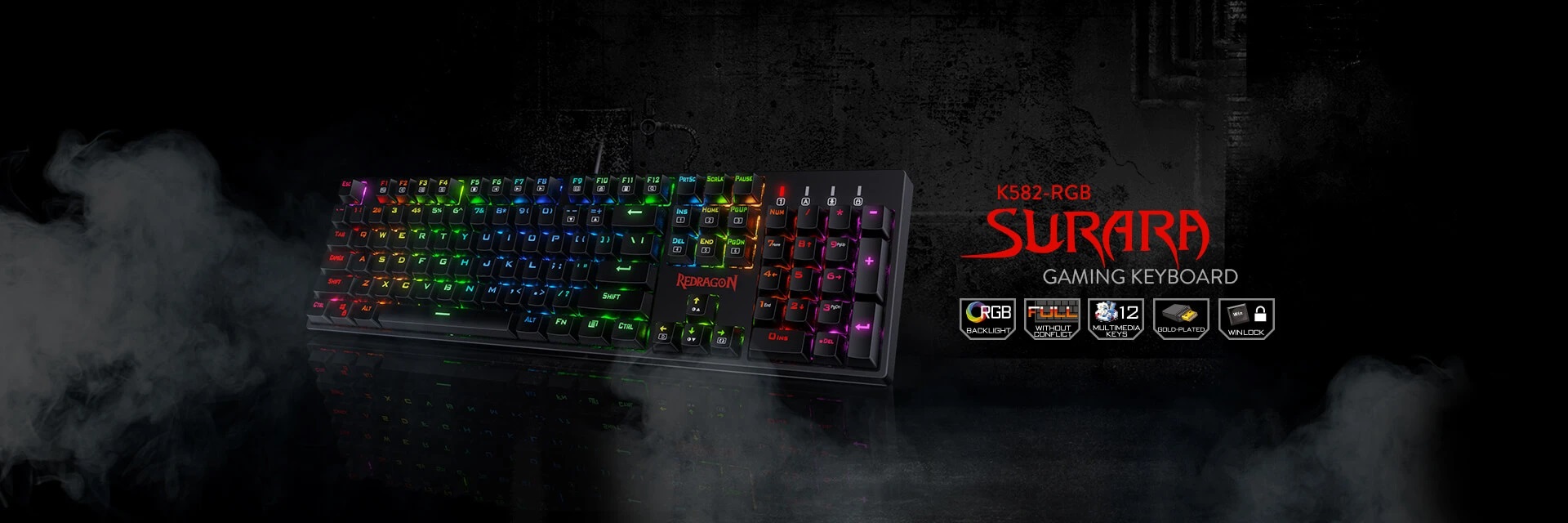 کیبورد گیمینگ ردراگون Redragon SURARA K582 کیبورد گیمینگ ردراگون Redragon SURARA K582