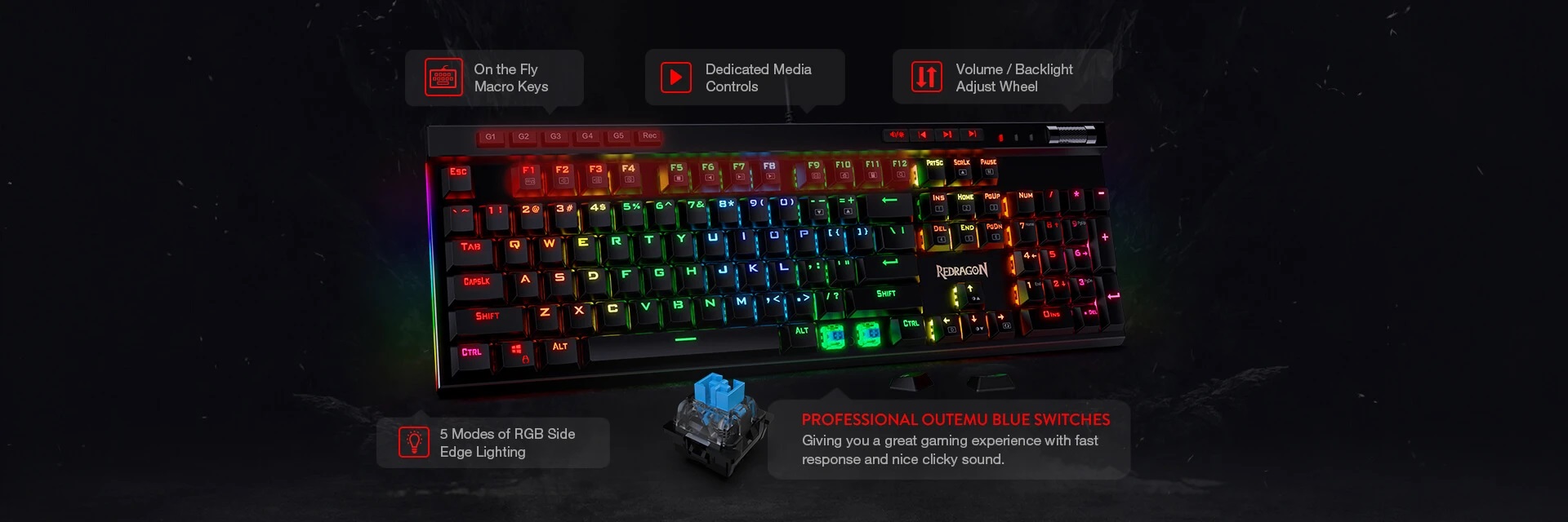 کیبورد گیمینگ ردراگون Redragon VATA K580 کیبورد گیمینگ ردراگون Redragon VATA K580