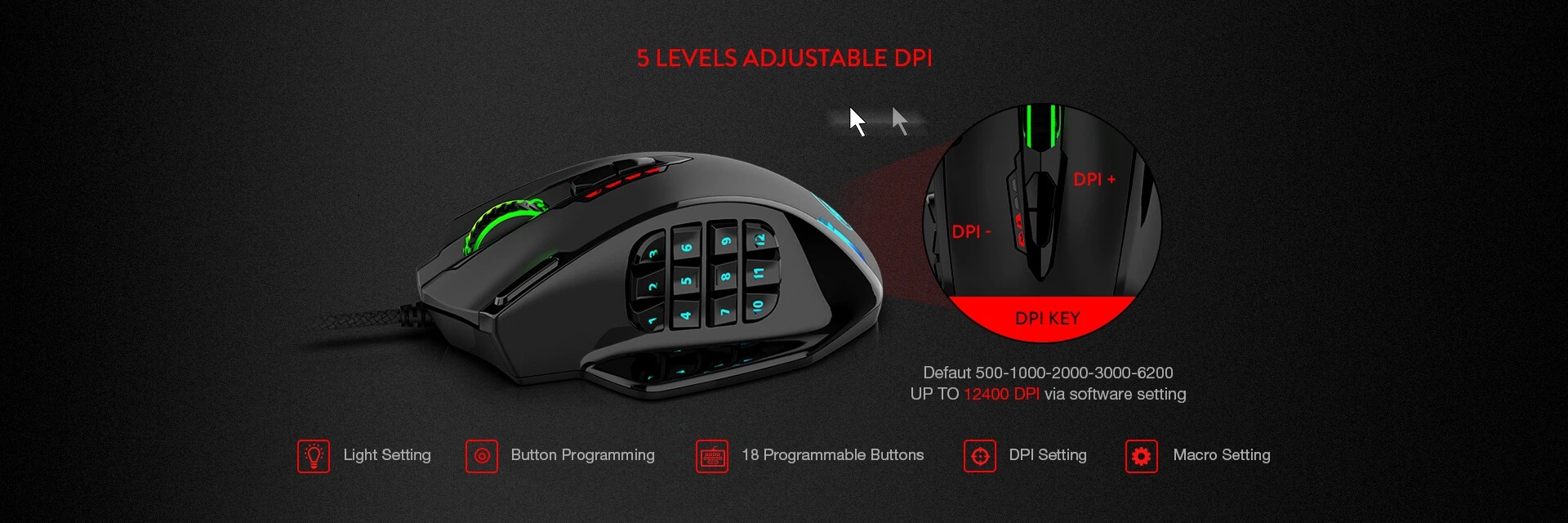 موس گیمینگ ردراگون Redragon IMPACT M908