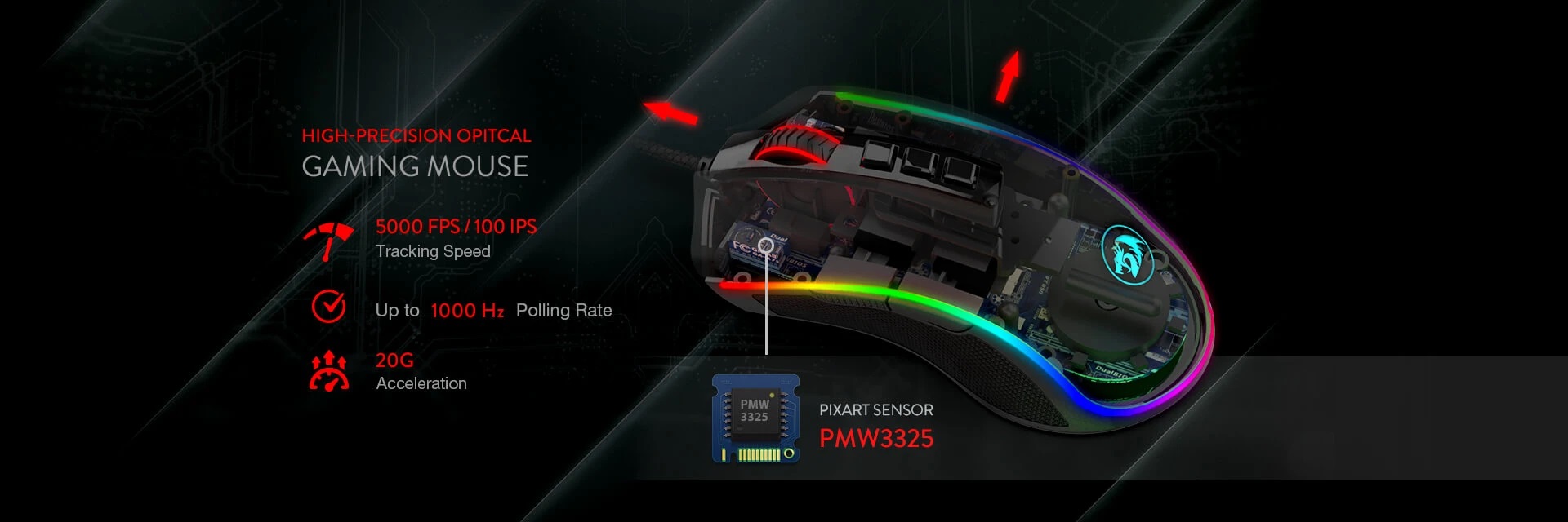 موس گیمینگ ردراگون Redragon COBRA M711