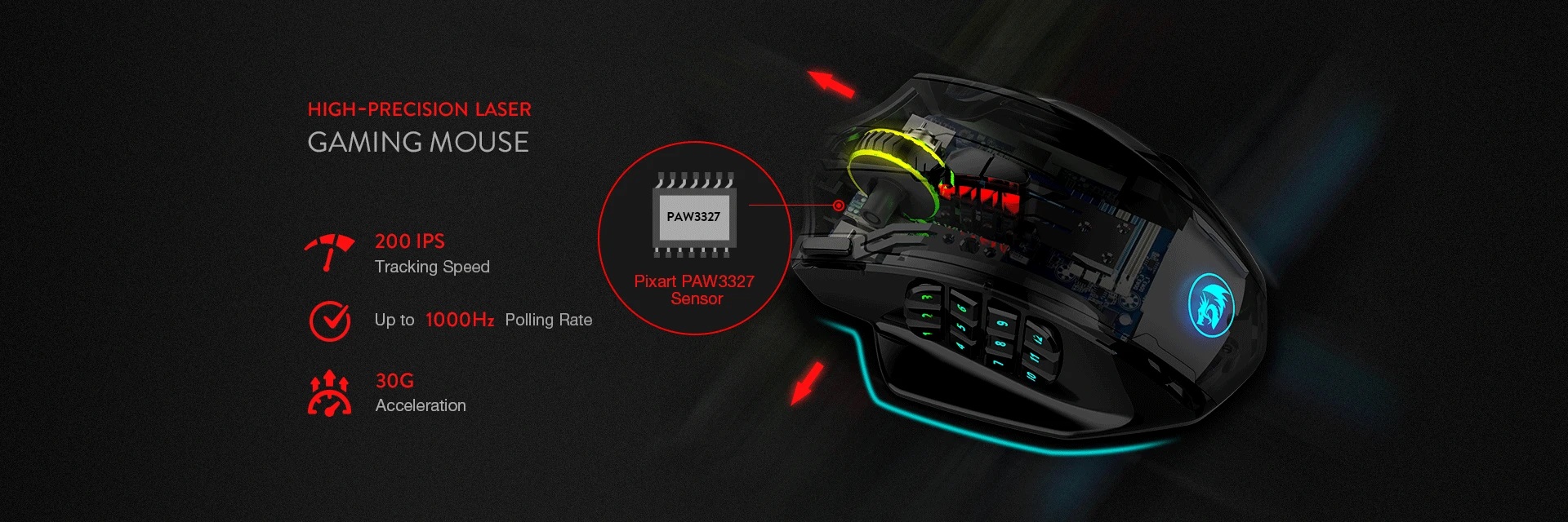 موس گیمینگ ردراگون Redragon IMPACT M908