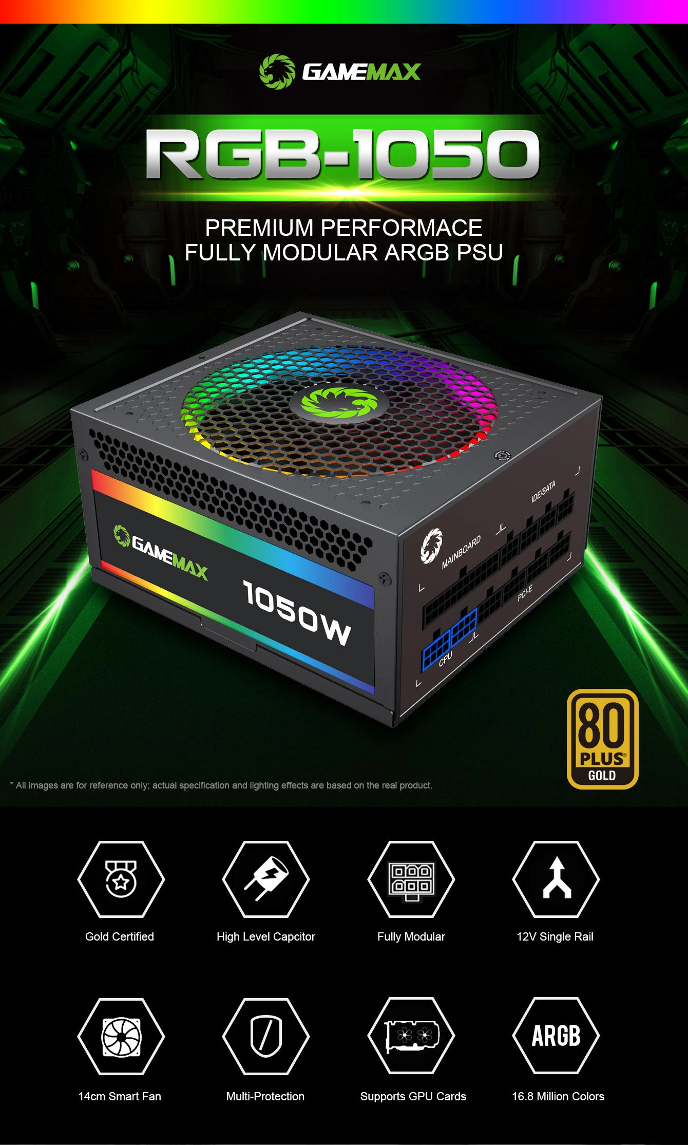 پاور - منبع تغذیه گیم مکس Gamemax RGB 1050 STD