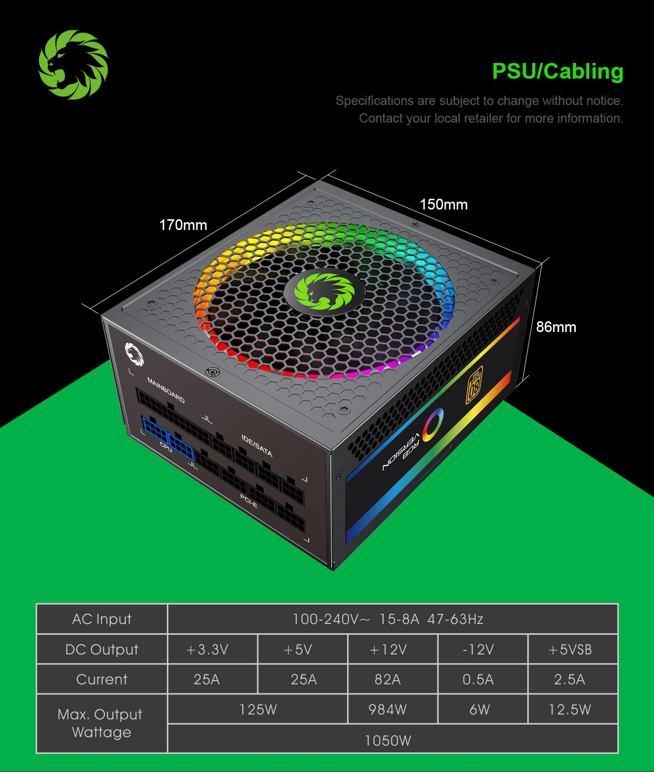 پاور - منبع تغذیه گیم مکس Gamemax RGB 1050 STD
