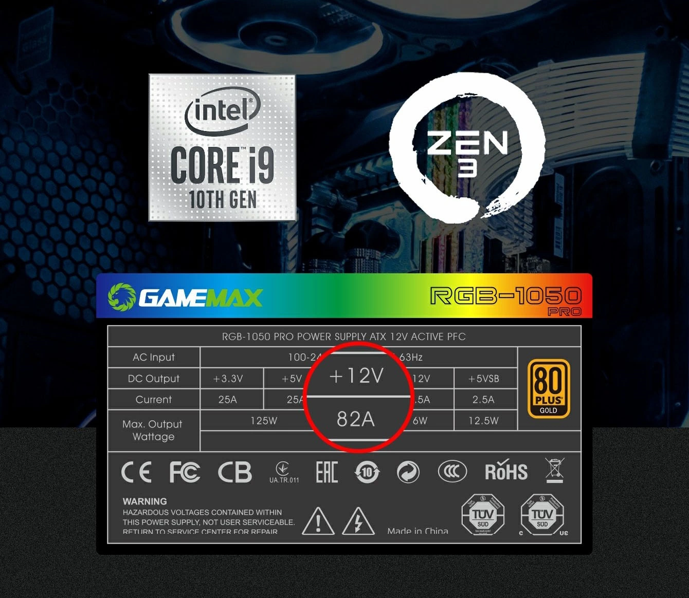 پاور - منبع تغذیه گیم مکس Gamemax RGB 1050 PRO