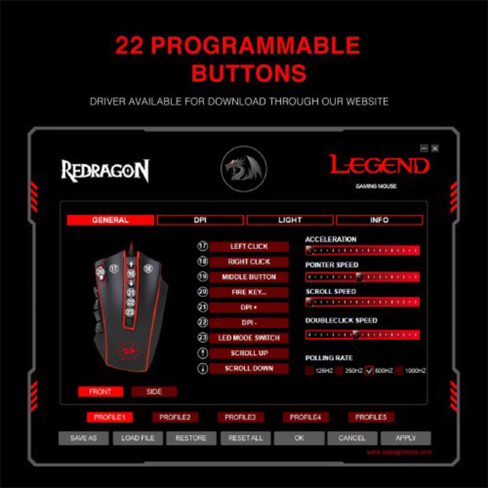 موس گیمینگ ردراگون Redragon LEGEND M990