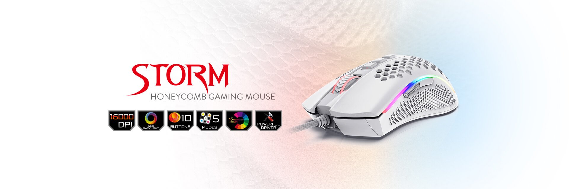 موس گیمینگ ردراگون Redragon STORM M808 White