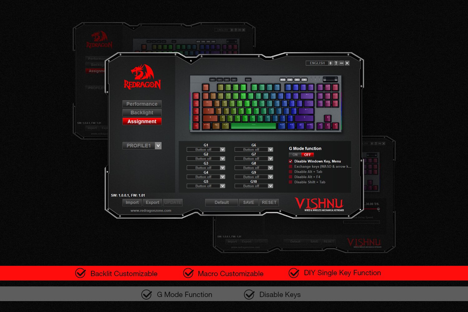 کیبورد گیمینگ ردراگون Redragon VISHNU K596 کیبورد گیمینگ ردراگون Redragon VISHNU K596