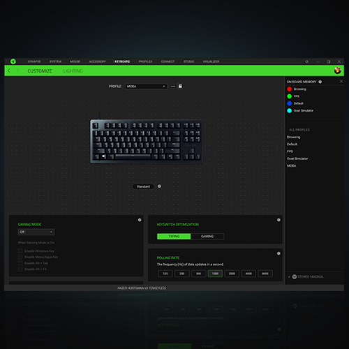 کيبورد گیمینگ ريزر مدل RAZER Huntsman V2 TKL Red Switch