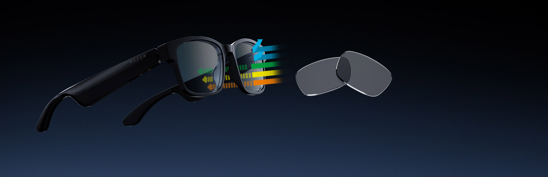 عینک هوشمند ریزر مدل Razer Anzu Glasses Rectangle Blue