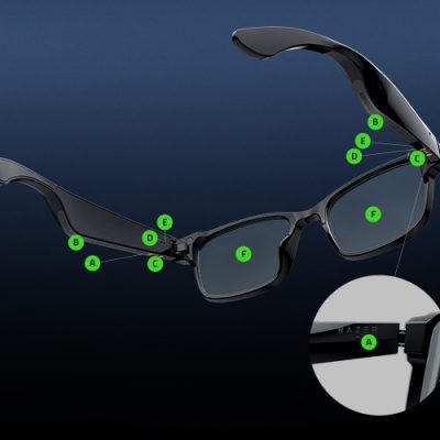 عینک هوشمند ریزر مدل Razer Anzu Glasses Rectangle Blue