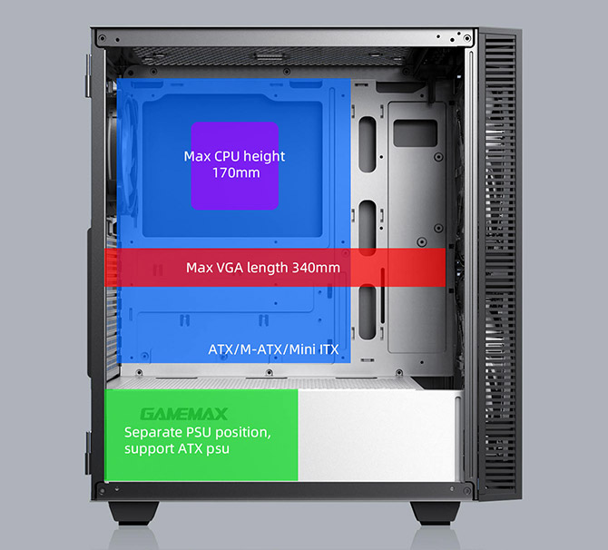 کیس گیمینگ گیم مکس GAMEMAX Aero رنگ مشکی