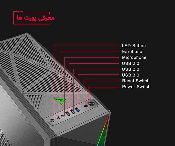 کیس گیمینگ گیم مکس GAMEMAX Ares رنگ مشکی