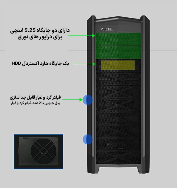 کیس گیمینگ گیم مکس Dragon Knight ARGB رنگ مشکی