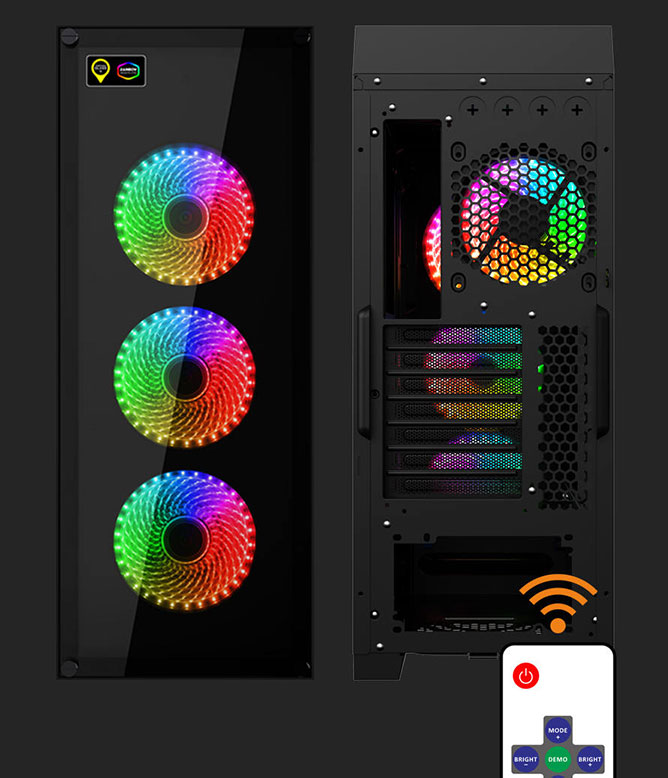 کیس گیمینگ گیم مکس GAMEMAX Rainbow M911 رنگ مشکی