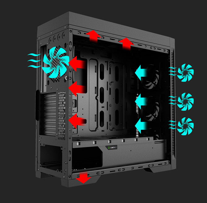 کیس گیمینگ گیم مکس GAMEMAX Rainbow M911 رنگ مشکی