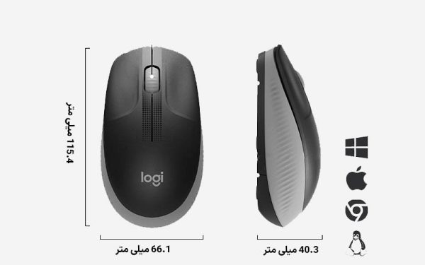 موس گیمینگ بی سیم لاجیتک مدل Logitech M190 Charcoal