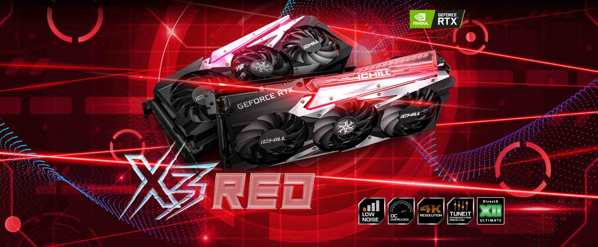 کارت گرافیک اينو تري دي مدل INNO3D GEFORCE RTX3060 TI - ICHILL X3 RED LHR