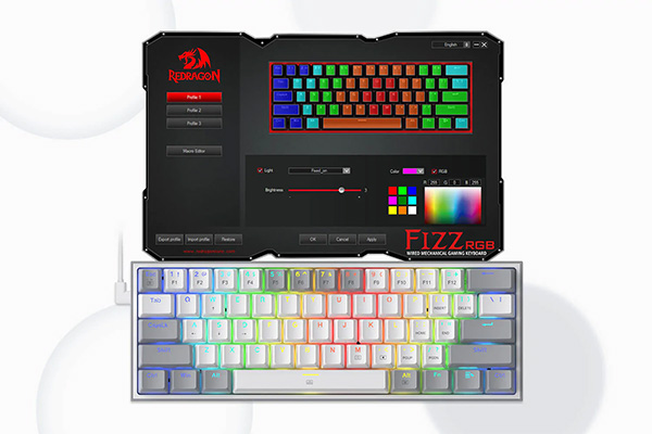 کيبورد گیمینگ ردراگون مدل Redragon Fizz K617 رنگ سفید طوسی