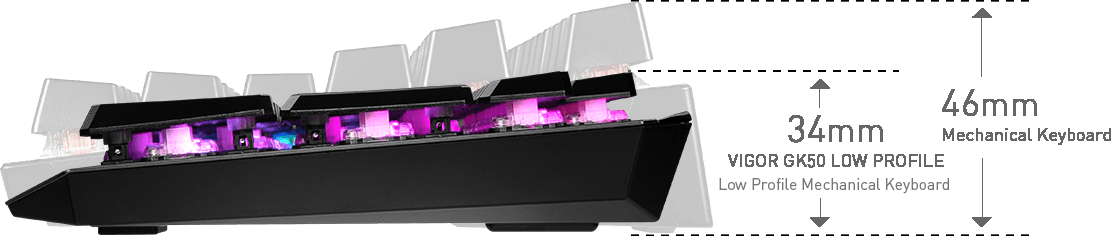 کيبورد گیمینگ ام اس ای مدل MSI VIGOR GK50 Low Profile کيبورد گیمینگ ام اس ای مدل MSI VIGOR GK50 Low Profile