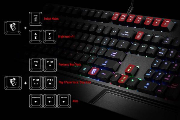 کيبورد گیمینگ ام اس ای مدل MSI VIGOR GK20 PS