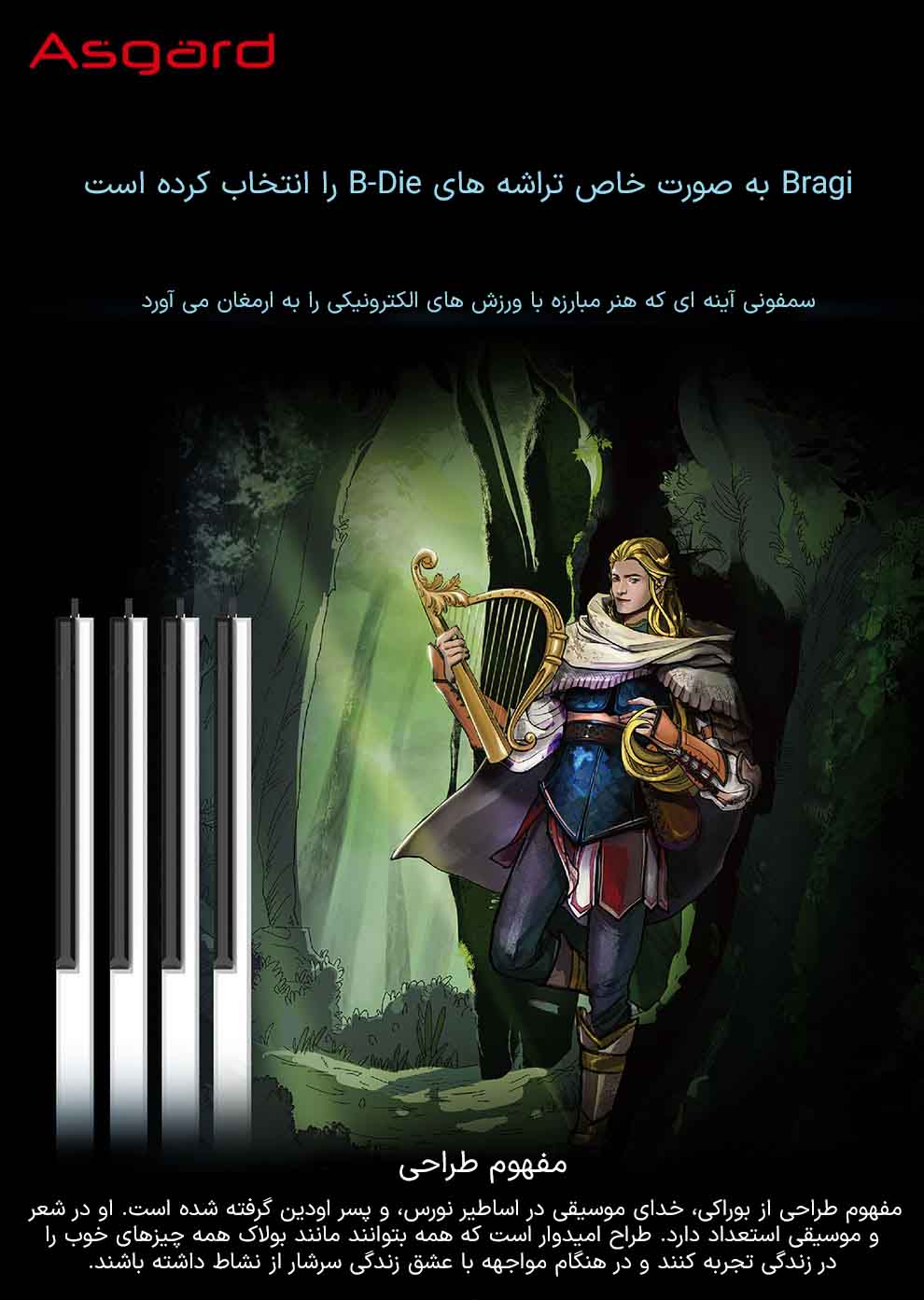 حافظه رم دسکتاپ دو کاناله آزگارد مدل Asgard Bragi RGB DDR4 16GB 3600MHz