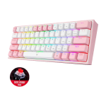 کيبورد گیمینگ ردراگون مدل Redragon FIZZ K617 رنگ صورتی سفید