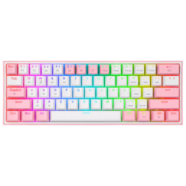 کیبورد گیمینگ ردراگون مدل Redragon Fizz PRO K616 RGB رنگ سفید صورتی