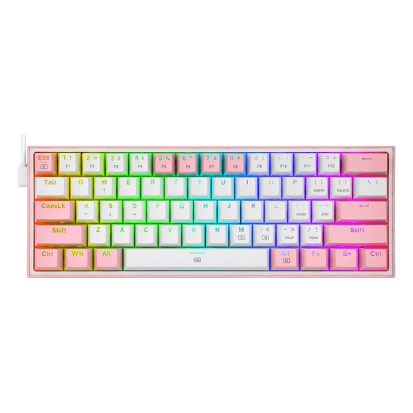 کيبورد گیمینگ ردراگون مدل Redragon FIZZ K617 رنگ صورتی سفید