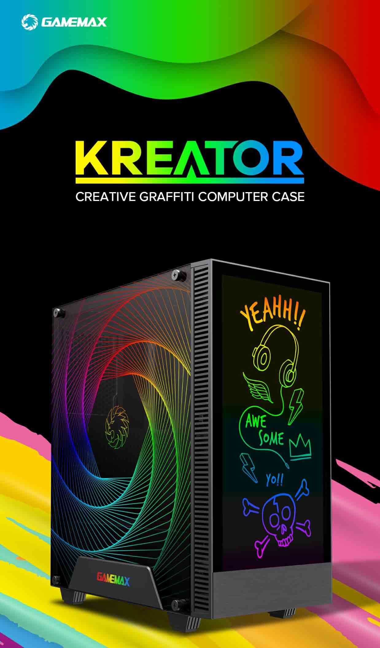 کیس گیمینگ گیم مکس GAMEMAX KREATOR رنگ مشکی