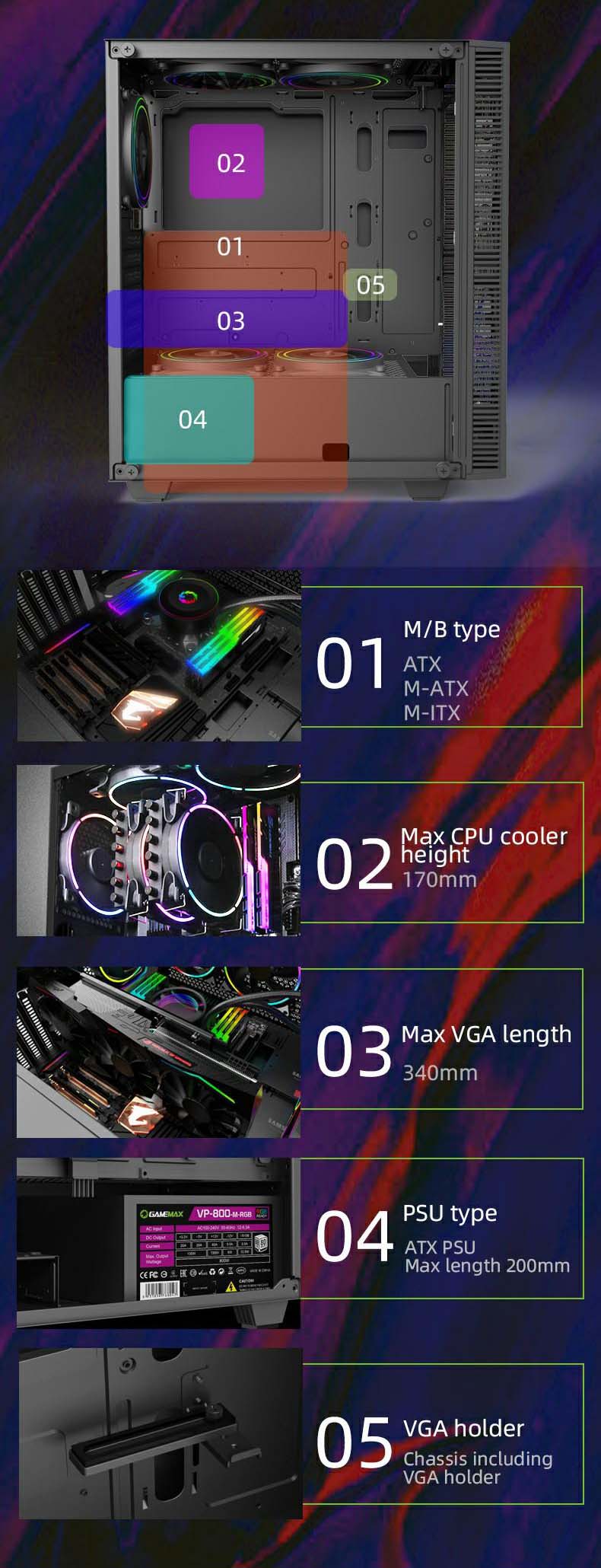 کیس گیمینگ گیم مکس GAMEMAX Rockstar 2 رنگ مشکی