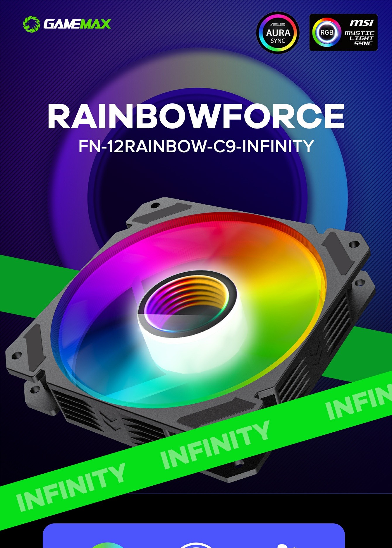 فن کیس گیم مکس GAMEMAX FN 12Rainbow C9 Infinity