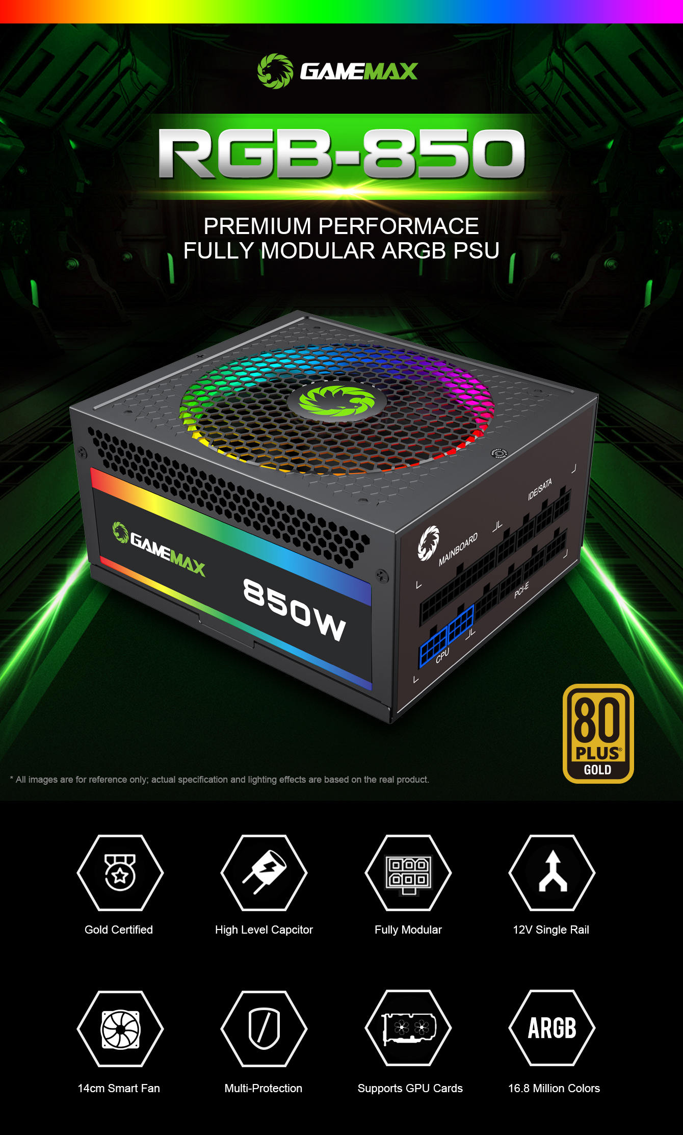پاور - منبع تغذیه گیم مکس GAMEMAX RGB 850