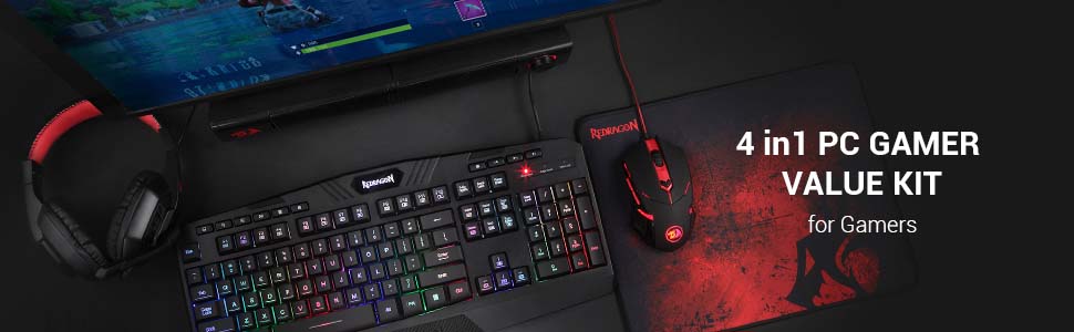 باندل موس، موس پد، کیبورد و هدست ردراگون Redragon S101 BA