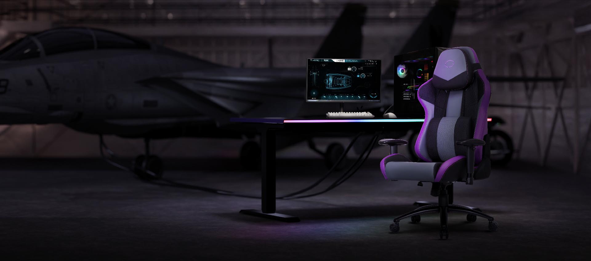 صندلی گیمینگ کولرمستر CoolerMaster Caliber R3 رنگ بنفش خاکستری