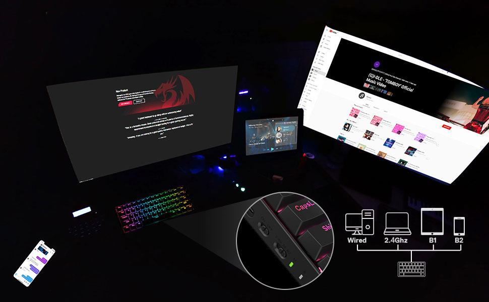 کیبورد گیمینگ ردراگون REDRAGON DRACONIC ELITE K530 PRO (رنگ مشکی)