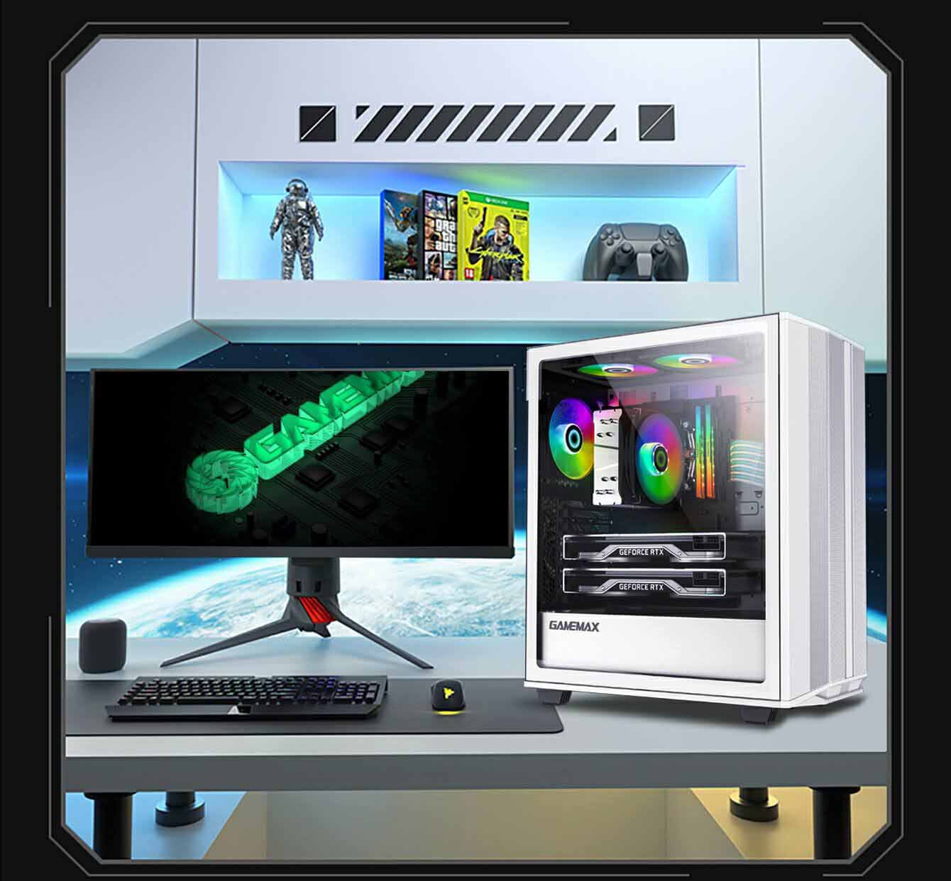 کیس گیمینگ گیم مکس GAMEMAX Poecision رنگ سفید