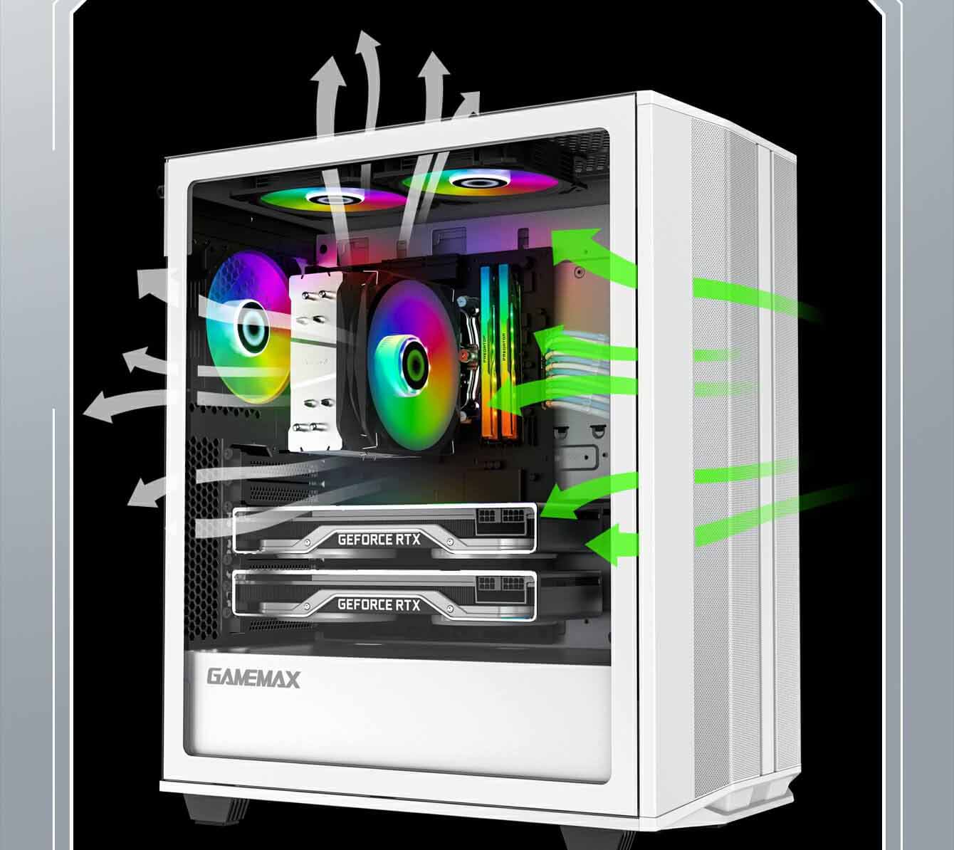 کیس گیمینگ گیم مکس GAMEMAX Poecision رنگ سفید