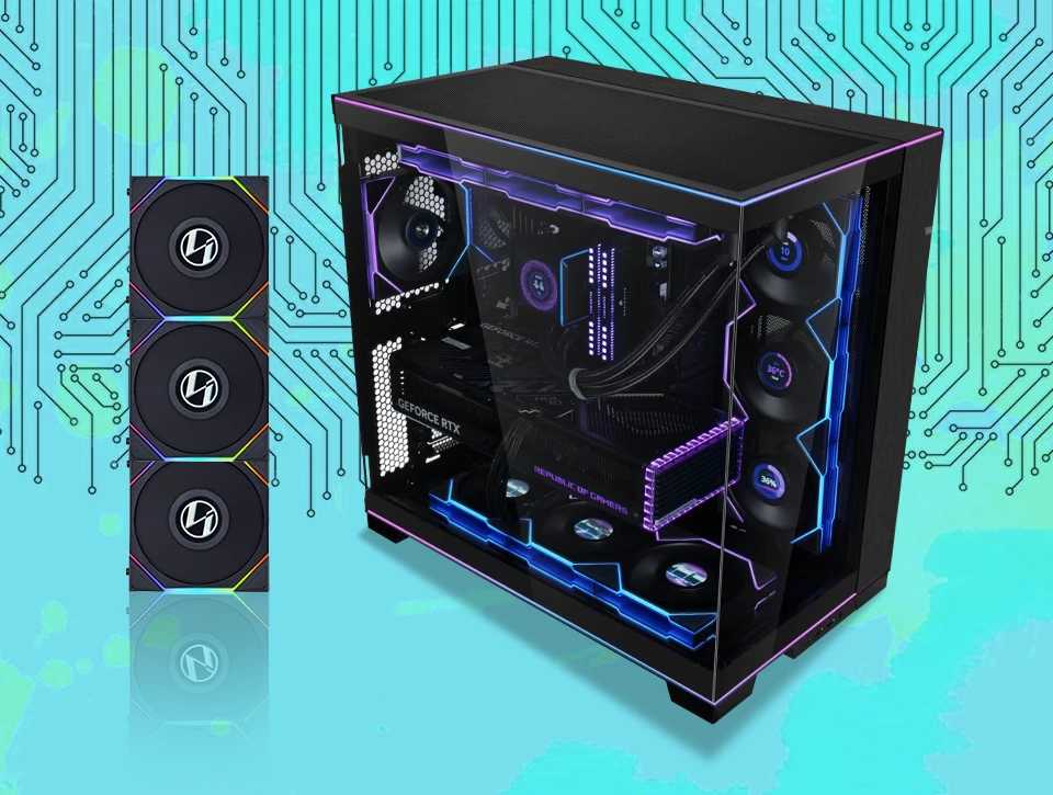 فن کیس لیان لی UNI FAN TL LCD Reverse Black بسته 3 عددی
