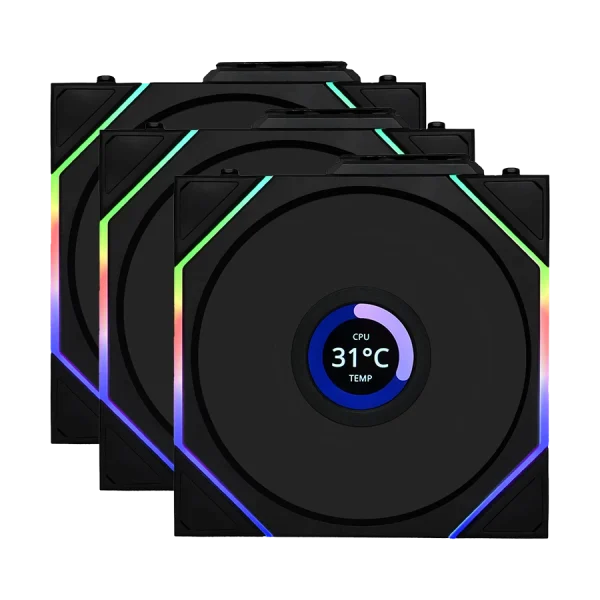 فن کیس لیان لی Lian Li UNI FAN TL-LCD Wireless Reverse 120 Black بسته 3 عددی