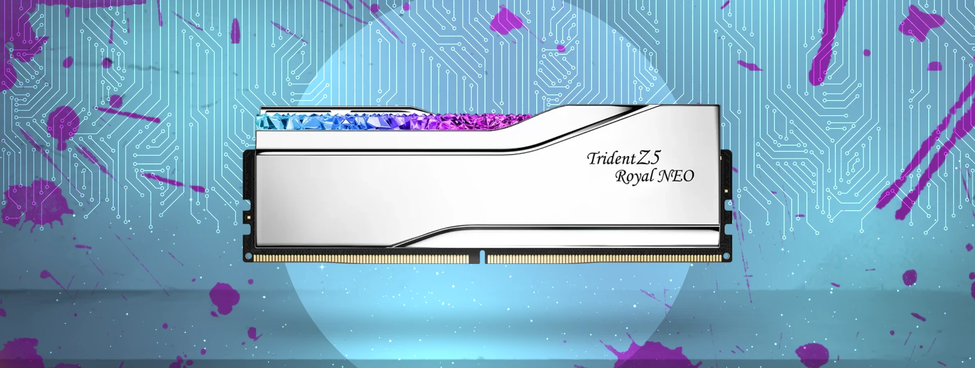 رم دسکتاپ دو کاناله G-Skill مدل Trident Z5 Royal Neo RGB 32GB 6400 Silver CL30