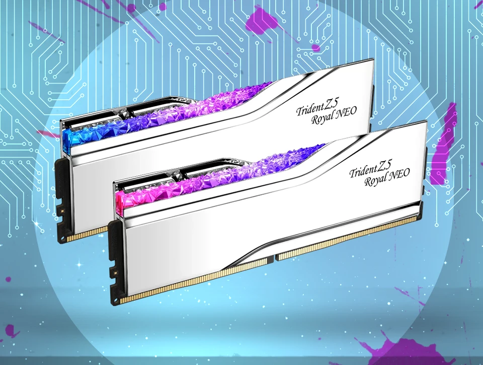 رم دسکتاپ دو کاناله G-Skill مدل Trident Z5 Royal Neo RGB 32GB 6400 Silver CL30