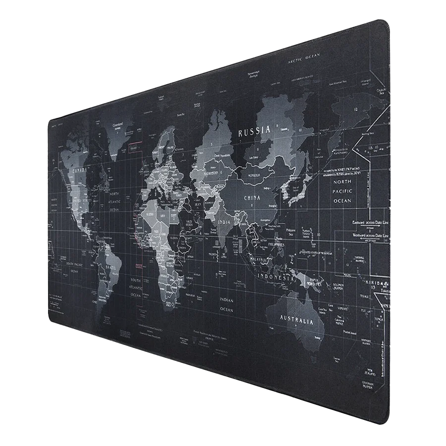 map-90-40 موس پد گیمینگ طرح نقشه جهان مشکی سایز 90 در 40