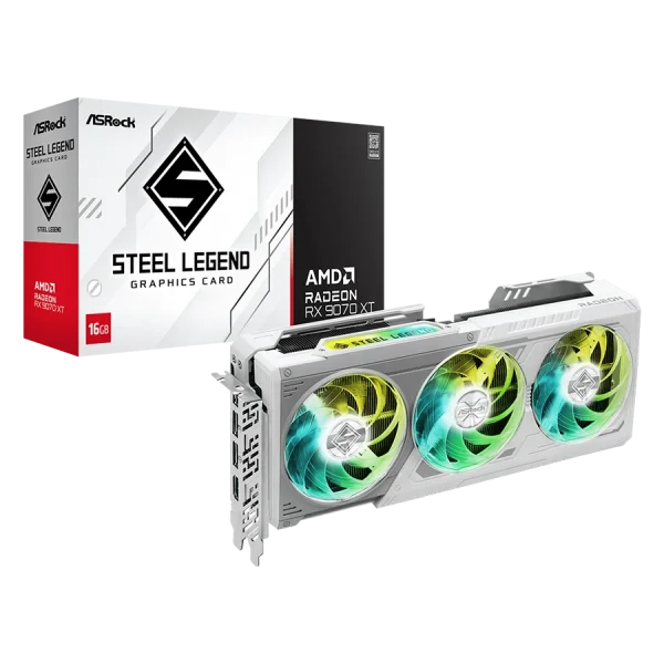 کارت گرافیک ازراک ASRock RX 9070 XT Steel Legend 16GB