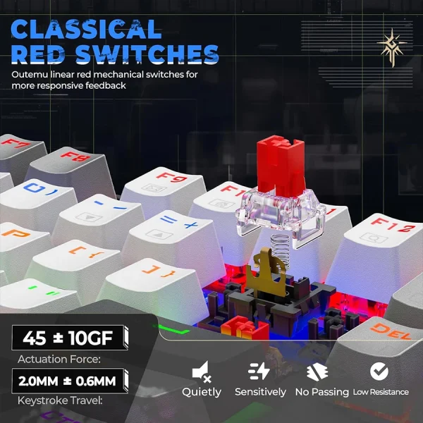 کیبورد مکانیکال گیمینگ ردراگون Redragon KUMARA K552 WGL RGB