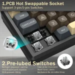 کیبورد بی سیم مکانیکال گیمینگ ردراگون Redragon K727 CGY PRO RGB