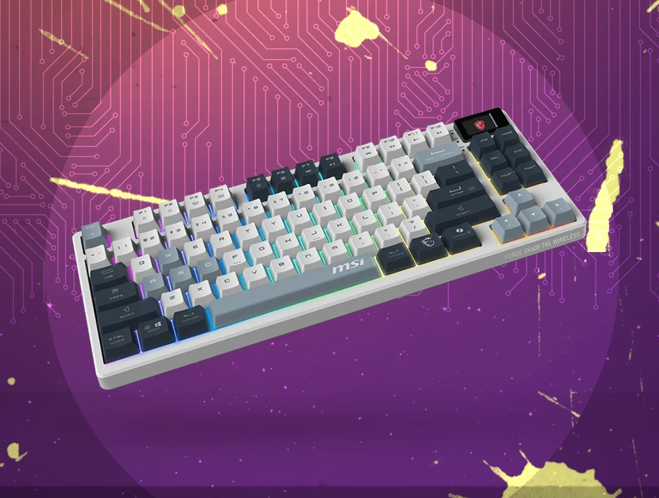 w2-3 کیبورد بی سیم مکانیکال گیمینگ ام اس آی MSI FORGE GK600 TKL SKY