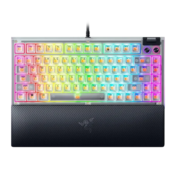کیبورد بی سیم مکانیکال گیمینگ ریزر RAZER BlackWidow V4 75% Phantom White ED Orange SW