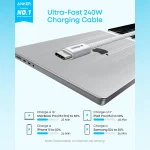 کابل شارژ USB-C به USB-C انکر Anker Zolo A8060 240W 1M White